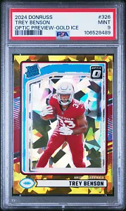 2024 DONRUSS Trey Benson PSA 9 OPTIC GOLD CRACKED ICE PRIZM 10/10 Cardinals - Picture 1 of 2