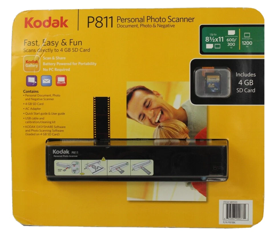 Kodak P811 Personal Photo & Negative Scanner 8x10 Film Roll Document Black New - Image 1 of 4