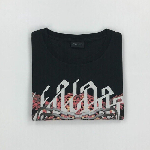 T shirt uomo nera Marcelo Burlon media M stampa leopardata manica corta A B