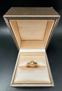 Bvlgari  Bvlgari 18 kt Rose Gold Pave set diamond ring .Engraved curved - Picture 1 of 8