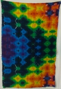 Tie Dye Tapestry /Wall Hanging Crystal Patterns Diamonds100% Hemp Rainbow colors - Picture 1 of 1