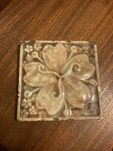 Lovely Art Nouveau Floral Trent Tile 4.25” square c1900 as is Cover