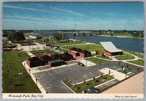 Bay City Michigan Wenonah Park Saginaw River c1982 4x6 Postcard - Picture 1 of 4