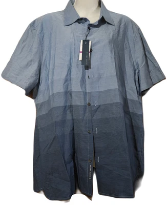PERRY ELLIS Men's Principles Blue Ombre Stripe Shirt Button Up Size XXL NWT - Image 1 of 4