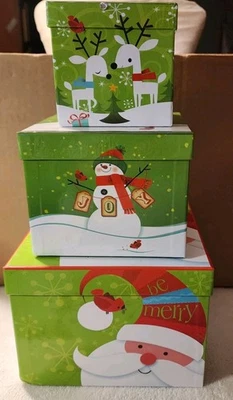 Декоративные подарочные коробки LINDY BOWMAN 3 шт. укладка гнездование Рождество - Изображение 1 из 4