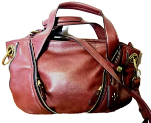 orYANY Handtasche burgunderrot genarbtes Echtleder LIAN Umhängetasche Crossbody Hobo Moto - Bild 1 von 9