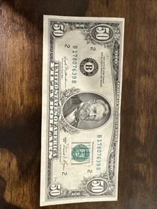 Circulated $50 Bill (Fifty Dollar Bill) - Picture 1 of 2