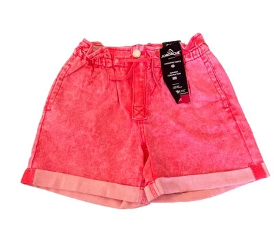 Jordache Niñas Bolsa de Papel Cintura Pantalones Cortos Talla 10 Coral Ácido Lavado Cremallera a Presión Foto 1 de 4