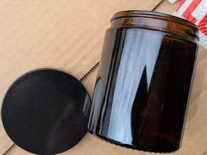 Amber Candle Glass Squat Jars and Lids 180ml (Box of 42 - new, unused) - Picture 1 of 5
