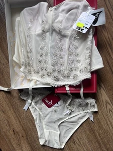 IVETTE Versailles Embroidered Bridal corset set, 34B, brand new with tags in box - Picture 1 of 11