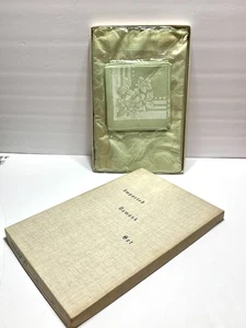 Vintage Importiert Elfenbein Damast Hellgrün Tischdecke und Serviette Set - Bild 1 von 7
