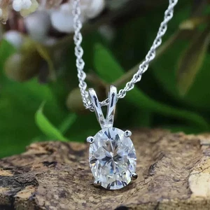 3.70 Ct Certified Treated Off White Diamond Solitaire Pendant in 925 Silver - Picture 1 of 4