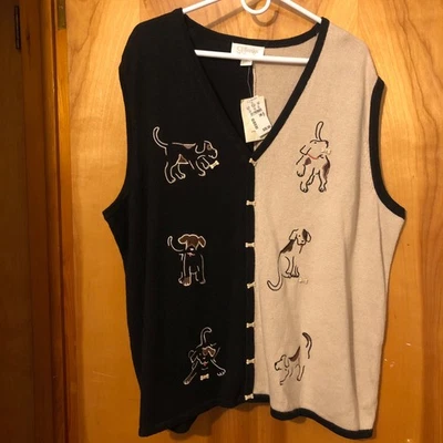 NWT Christopher & Banks Dog Lover Sweater Vest Women's Size 3X Colorblock - Image 1 of 4