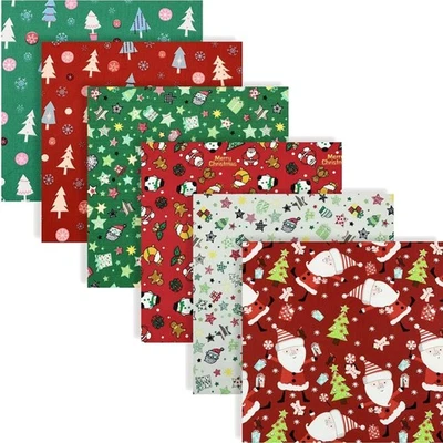 Weihnachtsstoff Paket Baumwolle Patchwork Stoffe 6 Stück 50x50cm Rote Grün - Bild 1 von 2