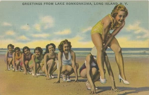 SALUDOS DESDE EL LAGO RONKONKOMA ~ LONG ISLAND NUEVA YORK ~ Niñas en la playa RAYUELA - Imagen 1 de 2