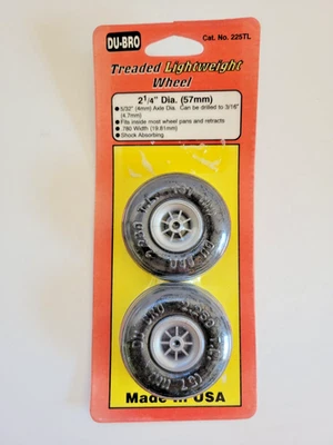 DU-BRO 225TL Treaded Lightweight Wheels 2-1/4" Diameter 57mm Durable RC New - Image 1 of 4