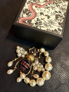 GUCCI Pulsera Brazalete Cadena AUTÉNTICA De Colección Doble G Estrás Oro Abeja Motivo Ken - Imagen 1 de 24