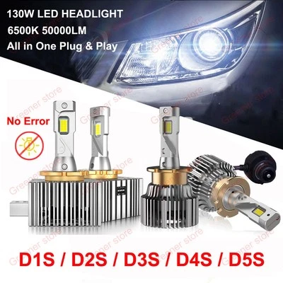130W 50000LM D1S/D2S/D3S/D4S/D5S/D8S Car LED Headlight Bulbs Error Free Car Lamp - Image 1 of 4