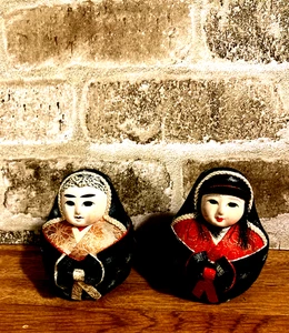 Japanische Hochzeitspuppe Braut Bräutigam Roly Poly Puppen. 3 cm groß - Bild 1 von 7