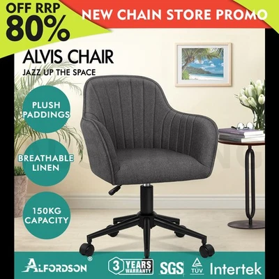 ALFORDSON Office Chair Fabric Swivel Armchair Computer Adult Kids Dark Grey - image 1 of 4