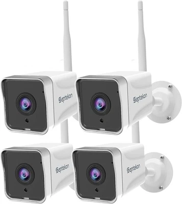 Septekon 4 Pack Outdoor Security Camera 2K，WiFi Cameras for 4 Pack, White - Image 1 of 4