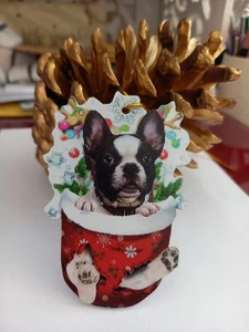 Französische Bulldogge Christbaumschmuck aus Harz zum Aufhängen - Bild 1 von 3
