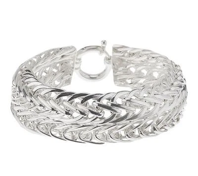 Bold Polished Double Woven Bracelet Authentic 925 Sterling Silver QVC J266391 - Image 1 of 4