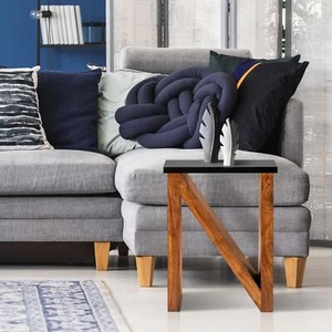 Mesa de centro mesa auxiliar mesa de salón sofá madera maciza "N" 60 cm - Imagen 1 de 6