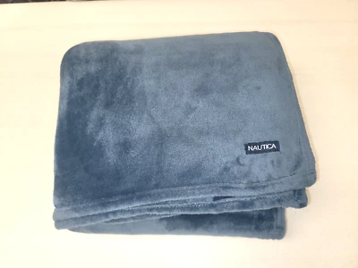 Nautica Solid Ultra Soft Plush Fleece Full/Queen Blanket Captains Blue - Image 1 of 4