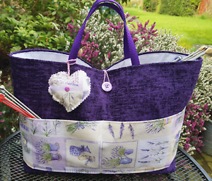 Knitting Bag,Purple,Large,Lavender Pockets,Free Lavender Heart,Storage,Organiser