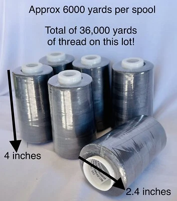 6 Spools STEEL GRAY Serger Sewing Quilting Multi Purpose Threads 100% Polyester - Image 1 of 4
