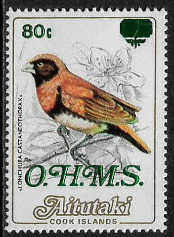 Aitutaki #O33 Mint Never Hinged Stamp - Bird Official Overprint Cover
