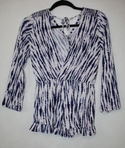 NWT Vintage Havana Long Sleeve Romper Girl's Sz XL Navy Blue Batik Print USA - Picture 1 of 5