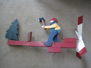 Whirly Gig Man W/ Axe Lumberjack Approximately 24" x 13" - Picture 1 of 16