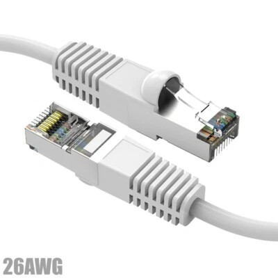 0.5FT Cat5E RJ45 Ethernet LAN Network FTP Shielded Patch Cable Pure Copper White - Image 1 of 4