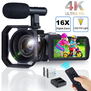 4K Video Camera Camcorder WiFi Ultra HD 48MP LED Fill Light 16X Digital Zoom US - Picture 1 of 11