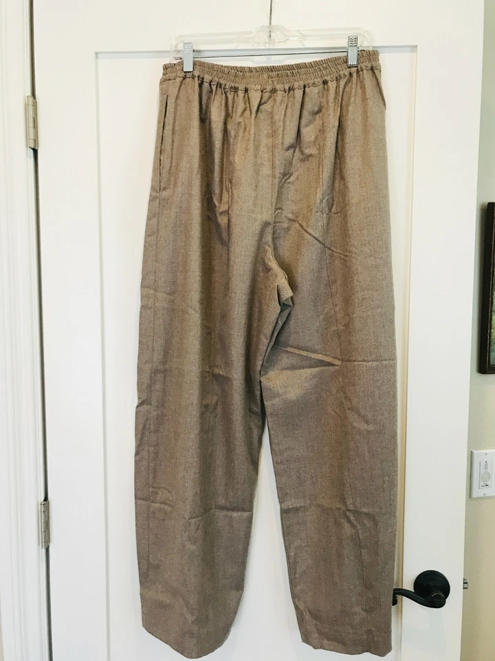 CALÇA ESKANDAR 100% LÃ NOVA ZELÂNDIA BEGE TAUPE TAMANHO 2  - Imagem 1 de 4