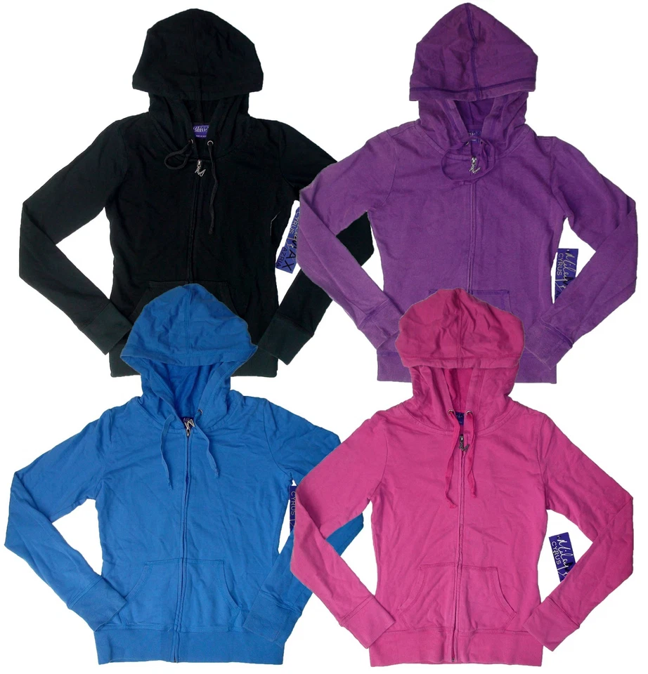 青少年 Miley Cyrus 酸洗法国 Terry 连帽衫连帽全拉链运动衫 — 第 1/1 张图片