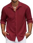 Coofandy Men's Linen Shirt Long Sleeve Beach Button Up Shirt Casual Shirt For Me