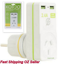 Korjo 2 Port USB Travel Adaptor For EU Europe From AU Australia New Zealand Plug