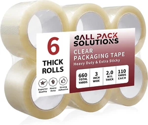 6 Rolls Packing Tape 3”x110 Yards 2.0mil Thick Heavy Duty Clear Sealing Tape - Picture 1 of 5