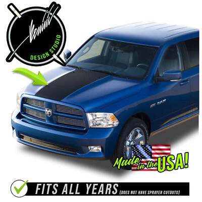 Hood Blackout Racing Stripe  Compatible w/ 2002 and up Dodge Ram 1500 2500 3500 - Image 1 of 3