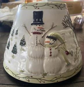 Yankee Candle Large Jar Shade Topper Winter Scene W/Snowmen - Picture 1 of 9