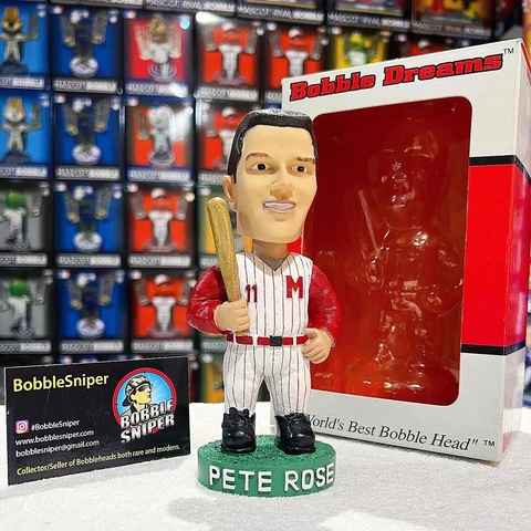 PETE ROSE "Hit King" Macon Peaches Cincinnati Reds Limited Edition Bobblehead Cover