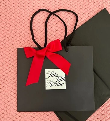 New SAKS FIFTH AVENUE 10x9 Store Tote SHOPPING Paper BAG+GIFT Wrap RIBBON&Tissue