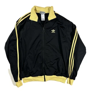 vintage Y2K 90s black gold Adidas Trefoil Track Jacket windbreaker classic M - Picture 1 of 7