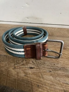 Golf gewebter Gürtel türkis weiß Streifen Fatface Fat Face Medium Unisex 45" lang - Bild 1 von 9