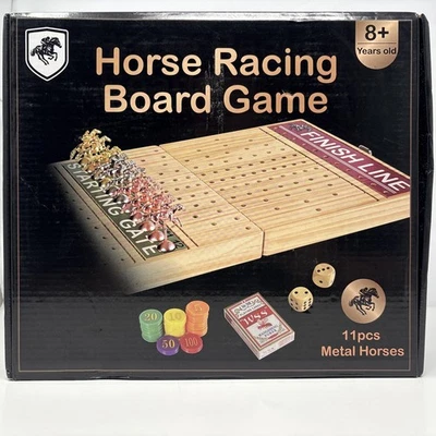 Large Horse Race Chess Game ,Foldable Horse Racing Board,11 Metal Horses ,21 in - Image 1 of 2