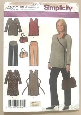 Simplicity Maternity Dress,Top,Pants,Bag Pattern 4890 Size 16-24 UNCUT - Image 1 of 2