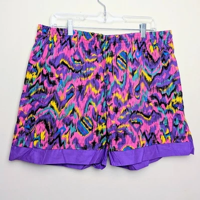 Pantalones Cortos Musculares Vintage Pacific Bay Surf Crazy Años 90 Neón Geométrico Levantamiento de Pesas Foto 1 de 4